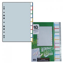 Separadores A4 Plástico c/Pestana 10un Cinzento Roma162 1721027