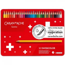 Lápis Cor Aguarelável 30un Cx Metal Caran DAche Swisscolor 1601285.730