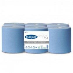 Rolo Toalhas Mão 150mx19cm 2Fls BULKYSOFT Picotado Azul 6un 65396722