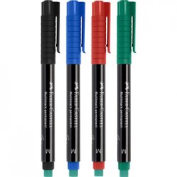 Marcador Permanente Médio Faber-Castell 0,9mm 4 Cores 4un 1311105