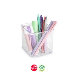 Porta Lápis Plástico Quadrado Nº2 Transparente 5791007