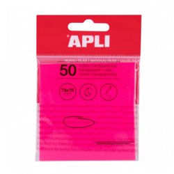 Bloco Notas Aderentes 075x075mm Film Apli Rosa Transp 50Fls APL19570