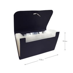 Pasta Classificadora com Fole PP Elásticos 178x115mm Preto SMD2105