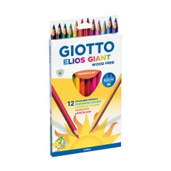 Lápis Cor 12un Cx Cartão Giotto Elios Giant 18cm 160221500