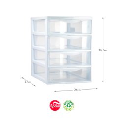 Bloco 4 Gavetas Plástico Easy 36,5x26x37cm Branco 6881475401