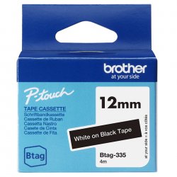 BTAG335 Brother BTAG-335 - Branco no preto - Rolo (1,2 cm x 4 m) 1 cassete(s) caixa pendurada - fita de etiqueta