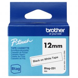 BTAG231 Brother BTAG-231 - Preto em branco - Rolo (1,2 cm x 4 m) 1 cassete(s) caixa pendurada - fita de etiqueta