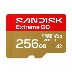 SDSQXGN-256G-GN6MN SanDisk Extreme Go - Cartão de memória flash - 256 GB - A2 / Video Class V30 / UHS-I U1 - microSDHC UHS-I