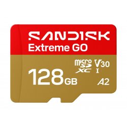 SDSQXGN-128G-GN6MN SanDisk Extreme Go - Cartão de memória flash - 128 GB - A2 / Video Class V30 / UHS-I U3 - microSDHC UHS-I