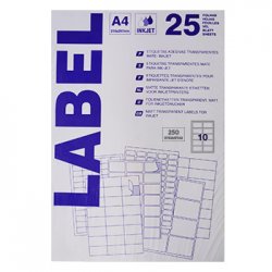 Etiquetas 096x050,8mm 25Fls InkJet Transparente Mate 250un 186Z26019