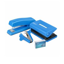 Conjunto Agrafador+ Furador + Saca Agrafos Eagle Azul Néon 505EAS10002A